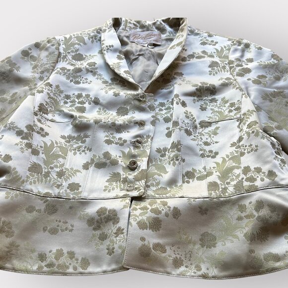 Rickie Freeman Teri Jon Nites Size 14 Light Green Brocade Vintage Blazer Jacket - Picture 11 of 16